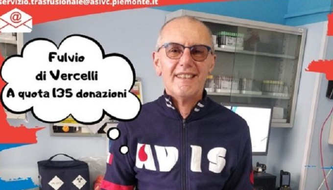 Avis Vercelli: Fulvio Cavanna ha superato le 130 donazioni