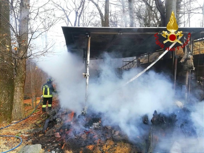 Incendio di una stalla a Valduggia