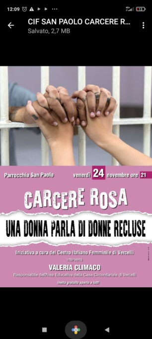 “Carcere Rosa: una donna parla di donne recluse”: un dibattito a Vercelli