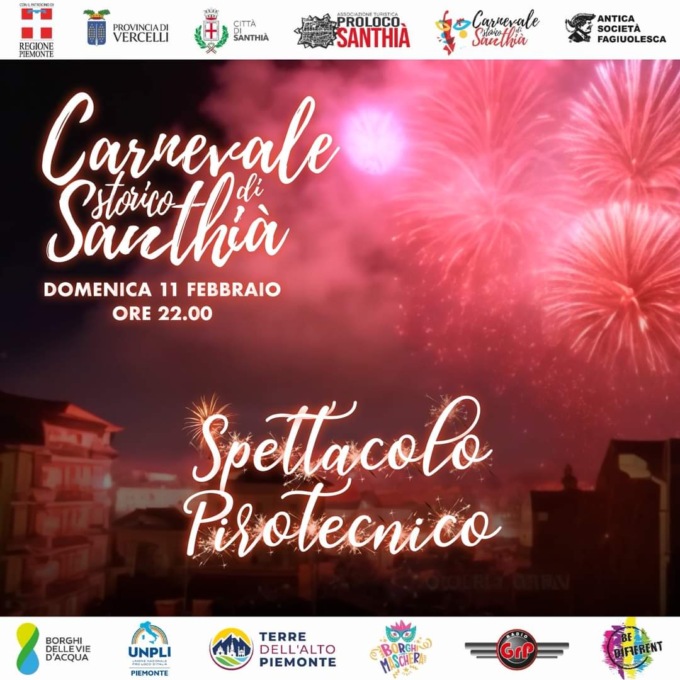 Spettacolo con fuochi d’artificio per il Carnevale di Santhià