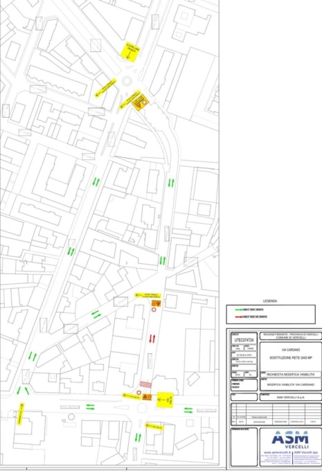 Nuovo cantiere a Vercelli: chiusura al traffico di via Cardano