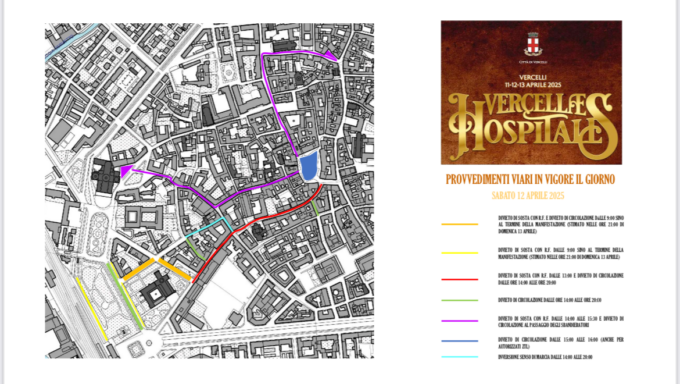 Vercellae Hospitales, concerti di Baglioni, Pro Vercelli-Pro Patria, Fiera di Primavera: programma, divieti di sosta, limitazioni stradali