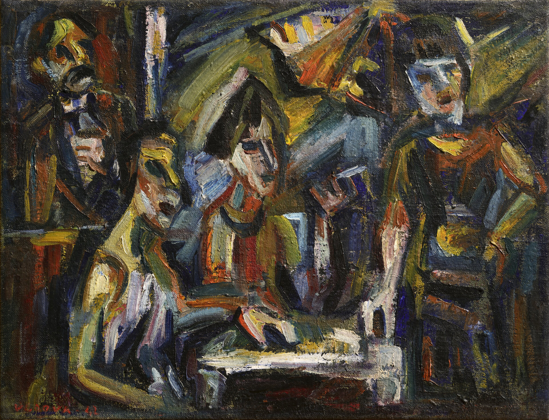03_VEDOVA EMILIO,IL CAFFEUCCIO VENEZIANO,1942,OLIO SU TELA,cm.43,2x55