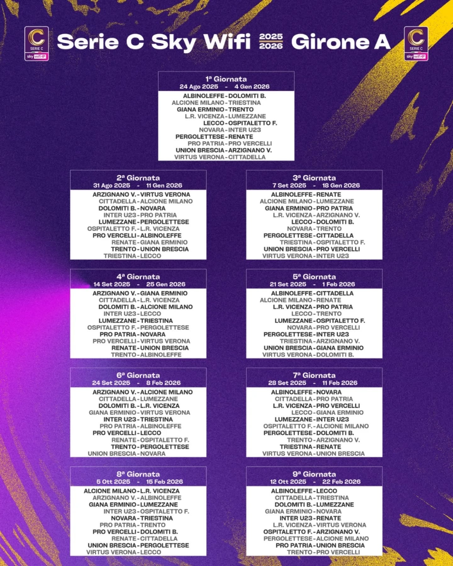 Serie C girone A, Calendario 2025-2026 prima parte jpg