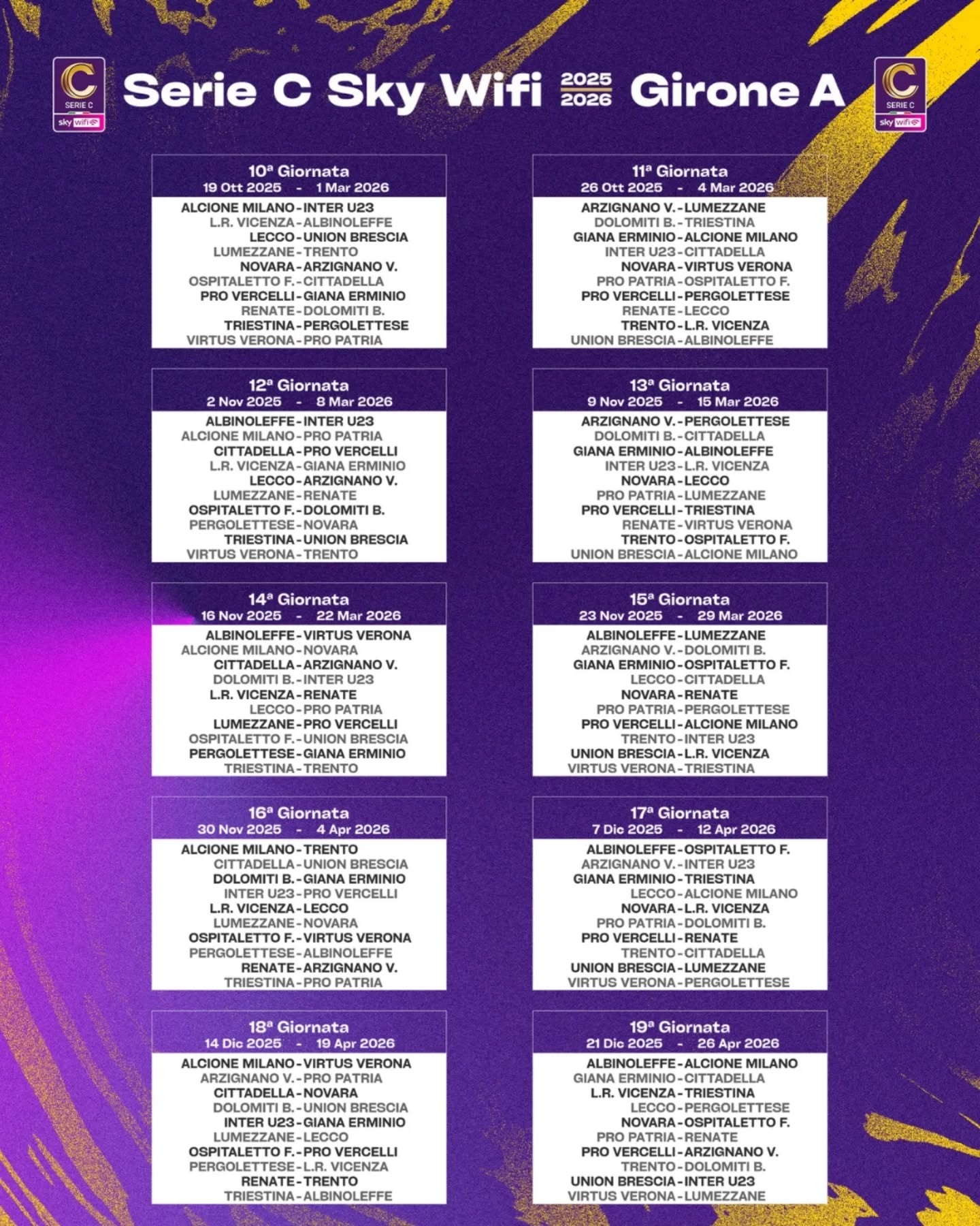Serie C girone A, Calendario 2025-2026 seconda parte jpg