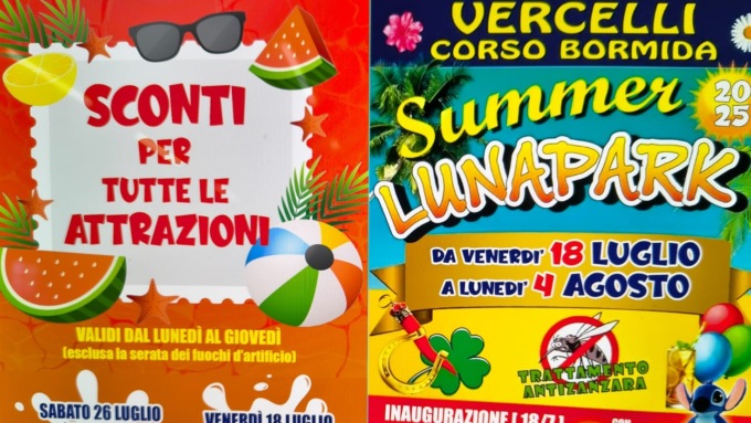 Venerdì 18 luglio tornano i “baracconi” a Vercelli: più giostre, sconti e inaugurazione con Stitch