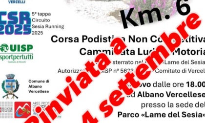 Condizioni climatiche avverse: la tradizionale Corriparco di Albano Vercellese rinviata al 4 settembre
