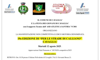 Podismo, sale l'attesa della 7 km organizzata dall'Atletica Santhià "Per le strade di Calliano"