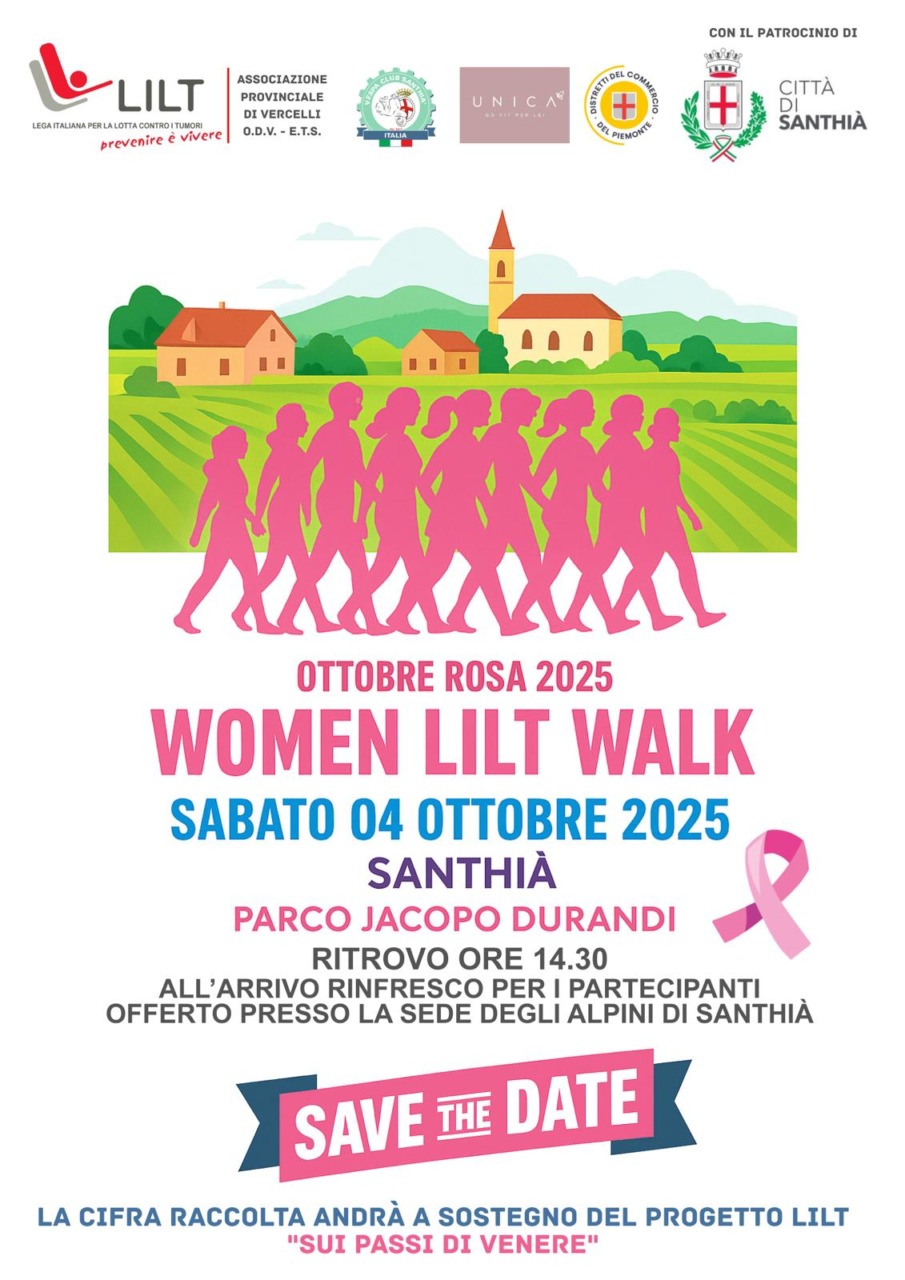 Sabato 4 ottobre, a Santhià, c’è la “Women Lilt Walk”