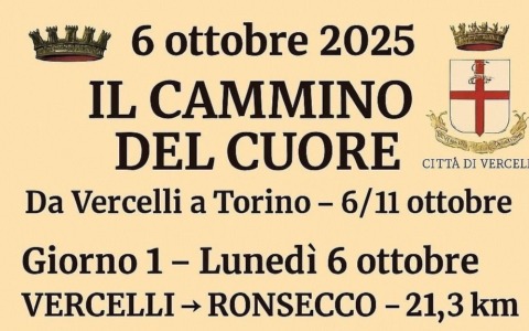 Da Vercelli a Torino a piedi come verso Santiago: lunedì 6 ottobre la prima tappa del Cammino del Cuore fino a Ronsecco