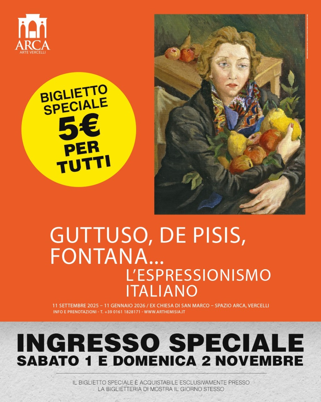 L’arte a prezzo speciale: sabato 1° e domenica 2 novembre ingresso a 5 euro per la grande mostra in Arca
