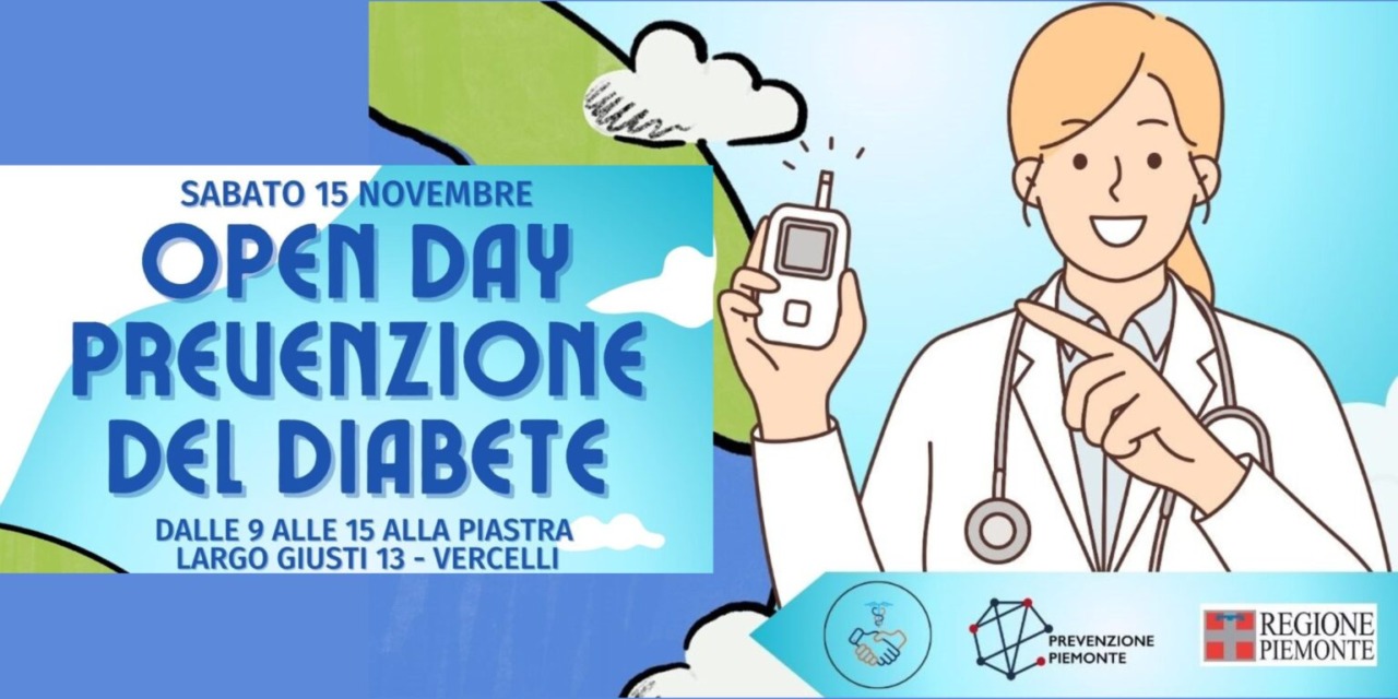 Giornata mondiale del diabete: sabato 15 novembre, alla Piastra di Vercelli, l’open day per la prevenzione