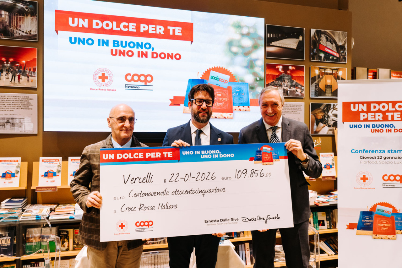 Natale di solidarietà, Nova Coop dona oltre 109 mila euro alla Croce Rossa del Piemonte, grazie all’iniziativa “un dolce per te, uno in buono, uno in dono”
