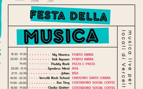 Domenica 21 giugno a Vercelli si celebrerà la “Festa della Musica”