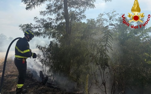 Incendio sterpaglie a Caresanablot, intervengono i Vigili del Fuoco