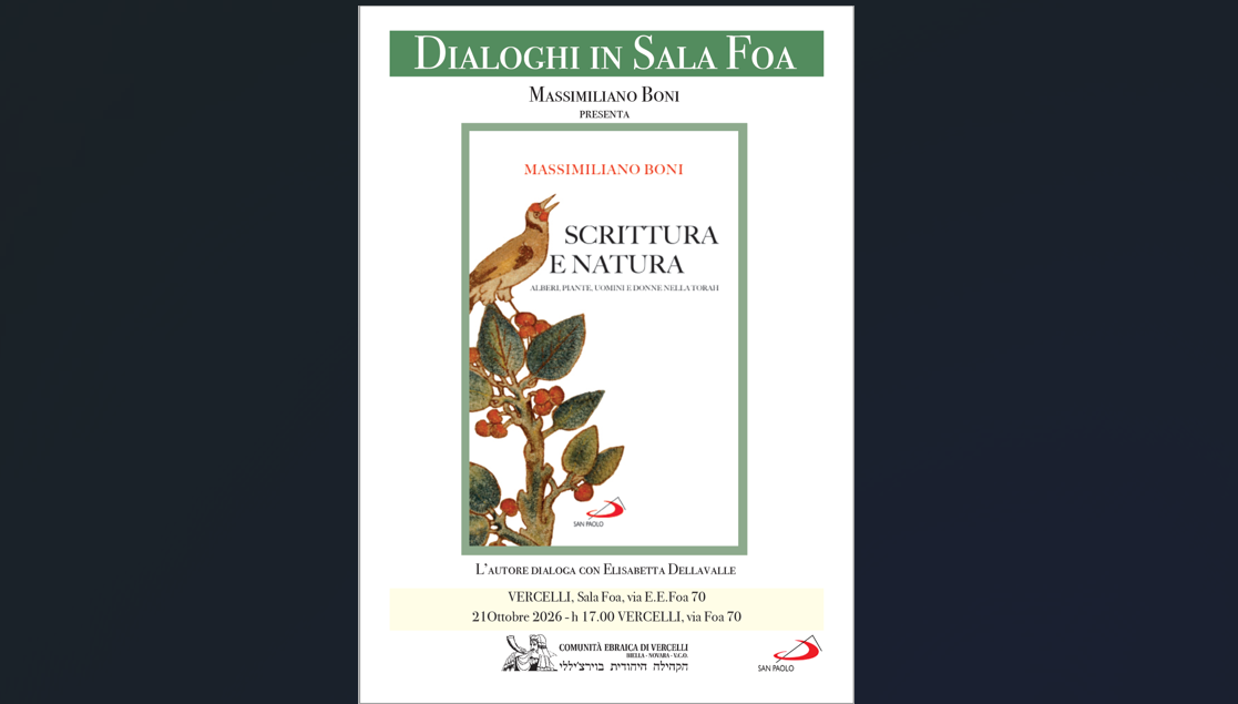 “Scrittura e Natura”: Massimiliano Boni in tour tra le Comunità Ebraiche di Vercelli, Torino e Genova